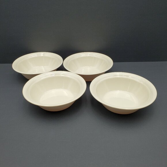 Corning Cornerstone Beige Rim Soup Cereal Bowls Corelle Sandstone Rimmed Bowls - Picture 2 of 6